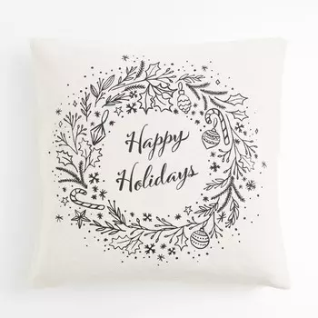 Декоративная наволочка H&M Home Printed Wreath, белый