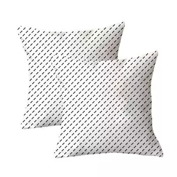 Декоративная наволочка, набор из 2 квадратных диванных подушек, чехол из плюшевого волокна для дивана, дивана, гостиной, 45 см x 45 см, черный и белый, 17 # CANDeal