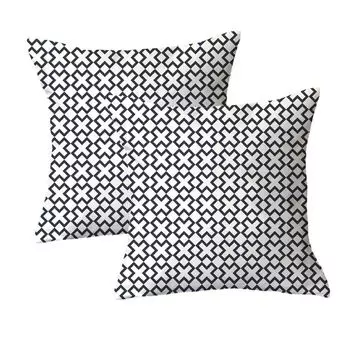 Декоративная наволочка, набор из 2 квадратных диванных подушек, чехол из плюшевого волокна для дивана, дивана, гостиной, 45 см x 45 см, черный и белый, 10 # CANDeal