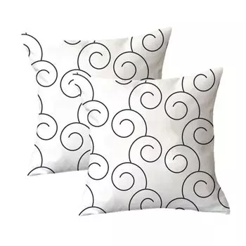 Декоративная наволочка, набор из 2 квадратных диванных подушек, чехол из плюшевого волокна для дивана, дивана, гостиной, 45 см x 45 см, черный и белый, 22 # CANDeal