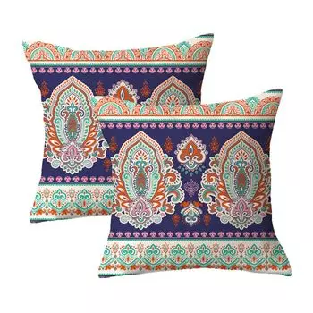 Декоративная наволочка, набор из 2 квадратных диванных подушек, чехол из плюшевого волокна для дивана, дивана, гостиной, 45 см x 45 см, черный и белый 1 # CANDeal