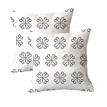 Декоративная наволочка, набор из 2 квадратных диванных подушек, чехол из плюшевого волокна для дивана, дивана, гостиной, 45 см x 45 см, черный и белый, 14 # CANDeal