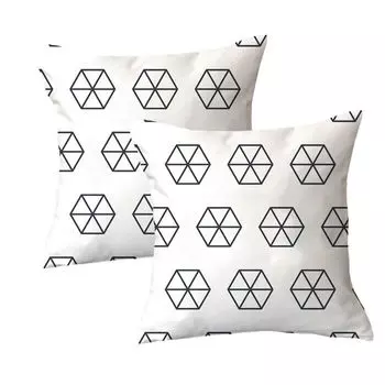 Декоративная наволочка, набор из 2 квадратных диванных подушек, чехол из плюшевого волокна для дивана, дивана, гостиной, 45 см x 45 см, черный и белый, 6 # CANDeal
