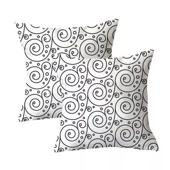 Декоративная наволочка, набор из 2 квадратных диванных подушек, чехол для подушки из плюшевого волокна для дивана, дивана, гостиной, 45 см x 45 см, черный и белый, 5 # CANDeal