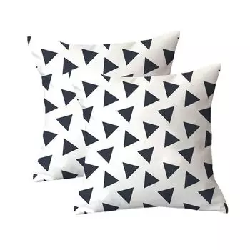 Декоративная наволочка, набор из 2 квадратных диванных подушек, чехол из плюшевого волокна для дивана, дивана, гостиной, 45 см x 45 см, черный и белый, 8 # CANDeal