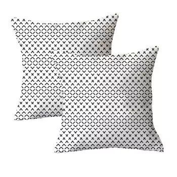 Декоративная наволочка, набор из 2 квадратных диванных подушек, чехол из плюшевого волокна для дивана, дивана, гостиной, 45 см x 45 см, черный и белый, 18 # CANDeal