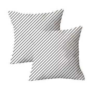 Декоративная наволочка, набор из 2 квадратных диванных подушек, чехол из плюшевого волокна для дивана, дивана, гостиной, 45 см x 45 см, черный и белый, 19 # CANDeal