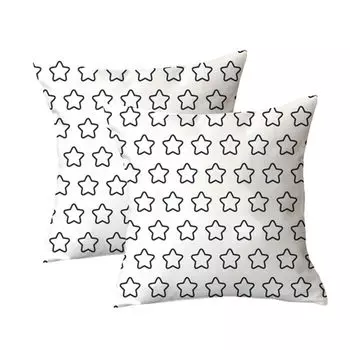 Декоративная наволочка, набор из 2 квадратных диванных подушек, чехол из плюшевого волокна для дивана, дивана, гостиной, 45 см x 45 см, черный и белый, 30 # CANDeal