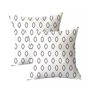 Декоративная наволочка, набор из 2 квадратных диванных подушек, чехол из плюшевого волокна для дивана, дивана, гостиной, 45 см x 45 см, черный и белый, 26 # CANDeal