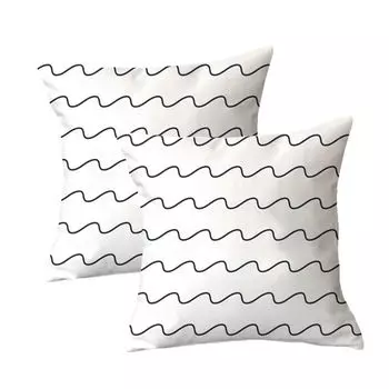 Декоративная наволочка, набор из 2 квадратных диванных подушек, наволочка из плюшевого волокна для дивана, дивана, гостиной, 45 см x 45 см, черный и белый, 28 # CANDeal