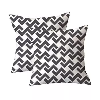 Декоративная наволочка, набор из 2 квадратных диванных подушек, чехол из плюшевого волокна для дивана, дивана, гостиной, 45 см x 45 см, черный и белый, 36 # CANDeal