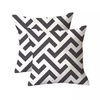 Декоративная наволочка, набор из 2 квадратных диванных подушек, наволочка из плюшевого волокна для дивана, дивана, гостиной, 45 см x 45 см, черный и белый, 38 # CANDeal