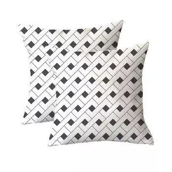 Декоративная наволочка, набор из 2 квадратных диванных подушек, чехол из плюшевого волокна для дивана, дивана, гостиной, 45 см x 45 см, черный и белый, 39 # CANDeal