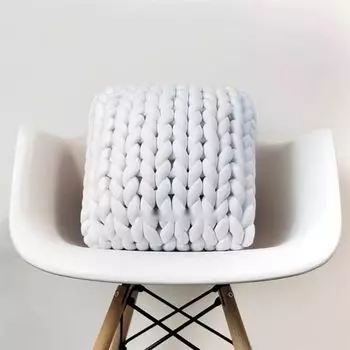 Декоративная подушка 50 х 50 см, вязаная подушка, диванная подушка, подушка для кровати, подушка ручной вязки, белая DQQ, белый