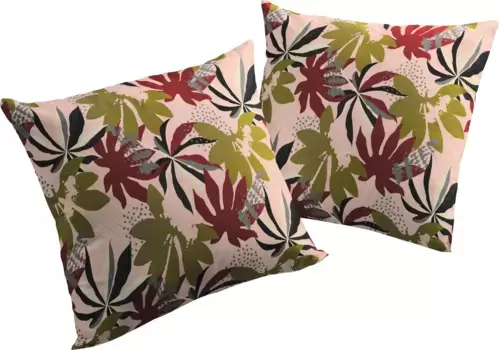 Декоративная подушка Адам "Джунгли", сертификат GOTS - чехол на подушку без наполнения, 1 шт Adam 40х40 см, темно-красный/розовый