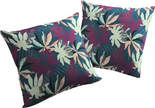 Декоративная подушка Адам "Джунгли", сертификат GOTS - чехол на подушку без наполнения, 1 шт Adam 40х40 см, фиолетовый/синий