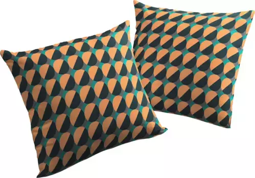 Декоративная подушка Adam "Круги", сертификат GOTS - чехол без наполнения, 1 шт 50х50 см, темно-синий/оранжевый