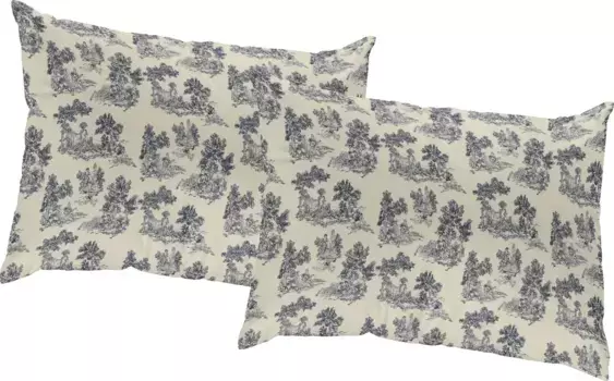 Декоративная подушка Адам "Старые добрые времена", сертификат GOTS - чехол без наполнителя, 1 шт Adam 50х50 см, темно-синий/натуральный