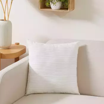 Декоративная подушка Andiamo "Cord Pillow Emy", вельвет, вельветовый бархат, квадратная, 40х40 см, с наполнителем, диванная подушка, цвет wei + Cord