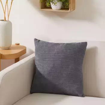 Декоративная подушка Andiamo "Cord Pillow Emy", вельвет, вельветовый бархат, квадратная, 40х40 см, с наполнителем, диванная подушка, цвет dunkelgrau + Cord