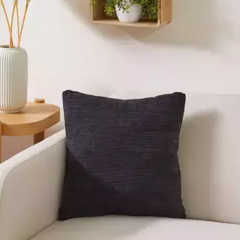 Декоративная подушка Andiamo "Cord Pillow Emy", вельвет, вельветовый бархат, квадратная, 40х40 см, с наполнителем, диванная подушка, цвет schwarz + Cord