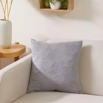 Декоративная подушка Andiamo "Cord Pillow Emy", вельвет, вельветовый бархат, квадратная, 40х40 см, с наполнителем, диванная подушка, цвет grau + Cord