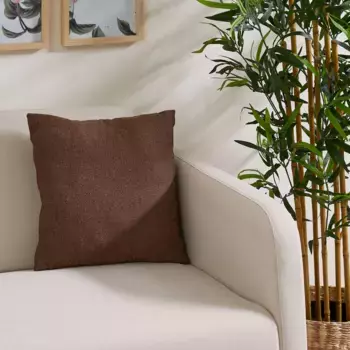 Декоративная подушка Andiamo "Дженни", полосатая, узор "елочка", квадратная, 40х40 см, с наполнением, цвет taupe + gestreift