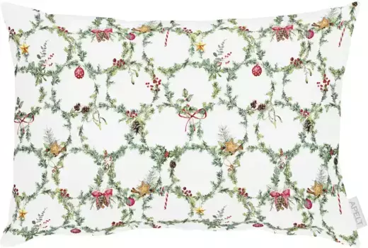 Декоративная подушка APELT "3606", чехол с наполнителем, 1 шт 39х39 см, зеленый/белый