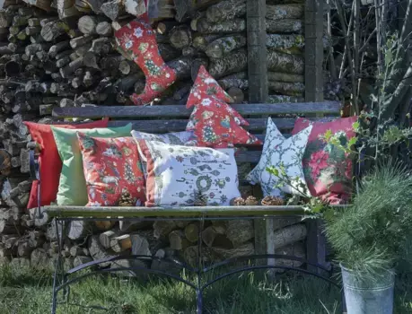 Декоративная подушка APELT "3606", с наполнителем, 1 шт 44х44 см, зеленый/белый