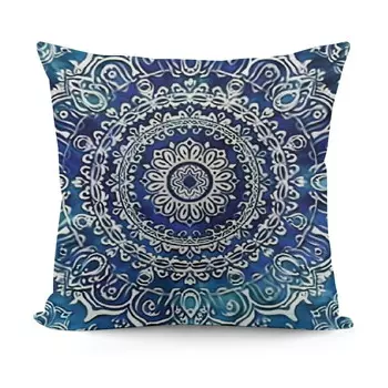 Декоративная подушка Art Mandala Circle Ombre Art Illustration, синий