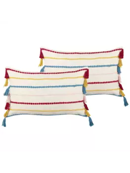 Декоративная подушка Beliani 2er Set Deko AGAVE, цвет bunt/beige/rot