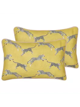 Декоративная подушка Beliani 2er Set Deko ARALES, цвет gelb/wei/schwarz