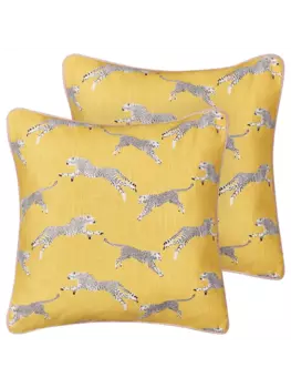 Декоративная подушка Beliani 2er Set Deko ARALES, цвет gelb/wei/schwarz