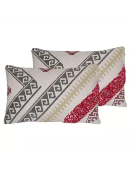 Декоративная подушка Beliani 2er Set Deko BETULA, цвет beige/grau/rot