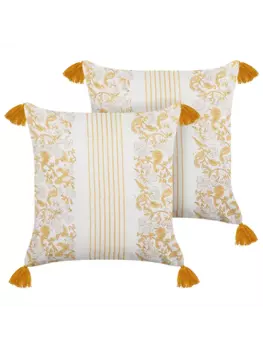 Декоративная подушка Beliani 2er Set Deko BILOBA, цвет gelb/wei