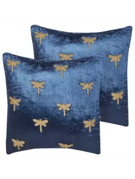 Декоративная подушка Beliani 2er Set Deko BLUESTEM, цвет blau/gold