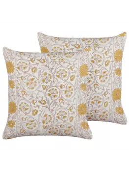 Декоративная подушка Beliani 2er Set Deko CALATHEA, цвет wei/gelb/braun