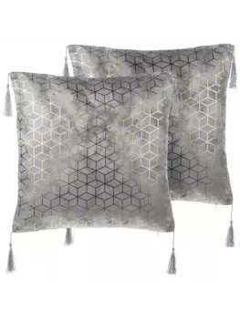 Декоративная подушка Beliani 2er Set Deko CAMELLIA, цвет silber/gold