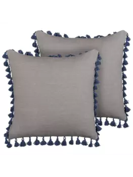 Декоративная подушка Beliani 2er Set Deko CARPINUS, цвет grau/blau