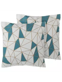 Декоративная подушка Beliani 2er Set Deko CLARKIA, цвет wei/blau/gold