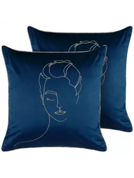 Декоративная подушка Beliani 2er Set Deko CROCUS, цвет blau/gold