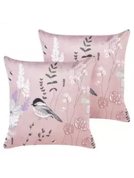 Декоративная подушка Beliani 2er Set Deko CYCLAMEN, цвет rosa/wei/grau