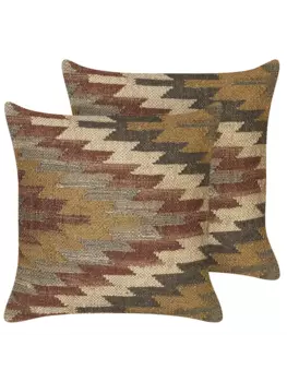 Декоративная подушка Beliani 2er Set Deko DEEPOR, цвет bunt/beige/rot