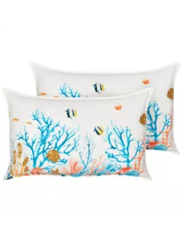 Декоративная подушка Beliani 2er Set Deko EELGRASS, цвет bunt/wei/blau