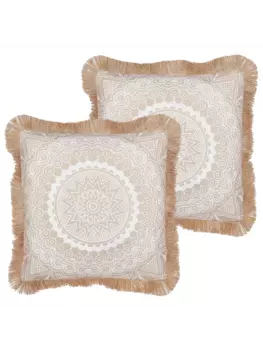 Декоративная подушка Beliani 2er Set Deko GERANIUM, цвет beige/wei