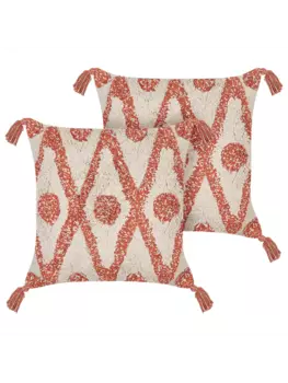 Декоративная подушка Beliani 2er Set Deko HICKORY, цвет beige/orange