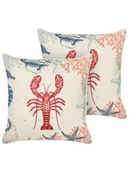 Декоративная подушка Beliani 2er Set Deko KELP, цвет beige/blau/rot