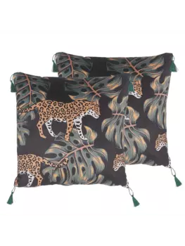 Декоративная подушка Beliani 2er Set Deko KUHI, цвет schwarz/wei/grn