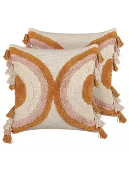 Декоративная подушка Beliani 2er Set Deko LABLAB, цвет bunt/orange/beige