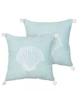 Декоративная подушка Beliani 2er Set Deko LEATHESIA, цвет blau/wei